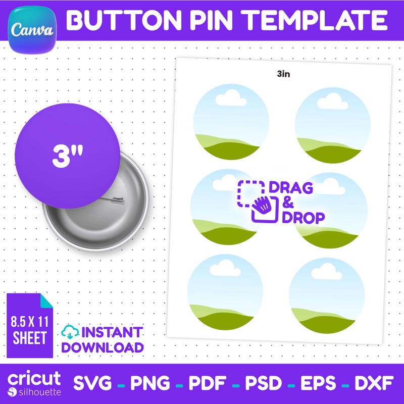 Button Template for 3 Inch - Etsy
