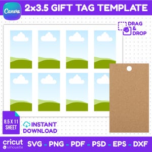Gift Tag Template, Rectangular Hang Tag Design, Thank You Label, Price Tag Template, Blank Printable Sheet, Party Favor Card, Canva Editable