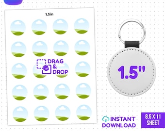 Modello per portachiavi circolare da 1,5 pollici, modello per portachiavi rotondo, modello per portachiavi in acrilico, modificabile con Canva, compatibile con Cricut in formato SVG, stampabile in formato PNG e PDF.