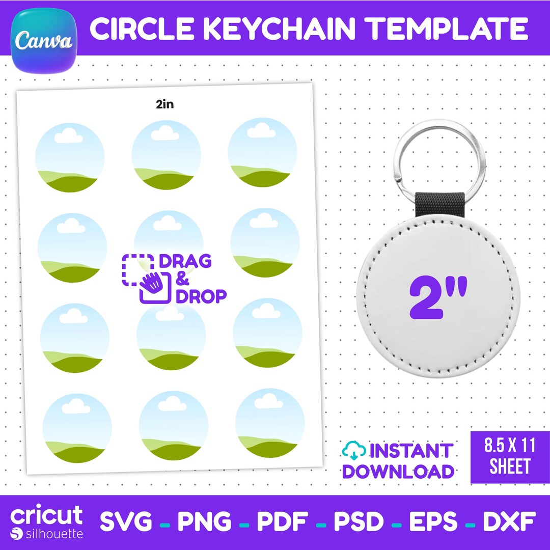 Keychain Frame Editable 2 Inch Circle Keychain Template, Round Keychain Template, Acrylic ...
