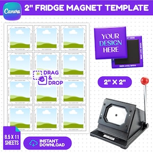 2x2 Square Fridge Magnet Template, Canva Editable Magnet Design, Magnet Maker Blank, Photo Magnet Insert, Printable Magnet, Instant Download