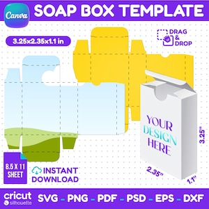 Soap Box Template, Soap Packaging Gift Box Svg, DIY Soap Box with Blank Design, Printable Cut Files, Canva Editable, Instant Download