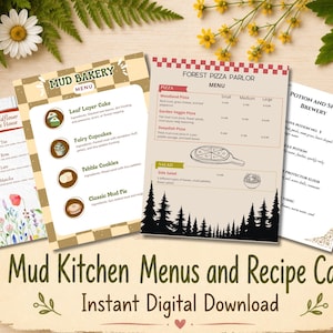 Mud Kitchen Menu Printables | Kids Restaurant Pretend Play (Digital Download)