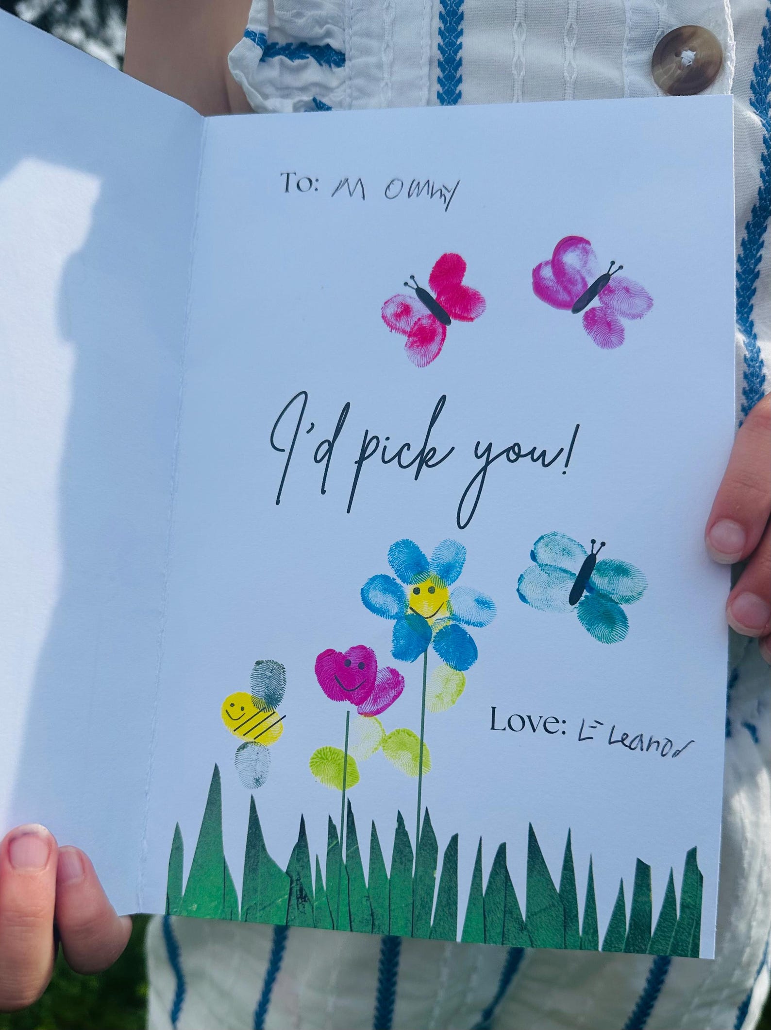Fingerprint Flower Craft Art Teacher Appreciation Mother's Day Card ...
