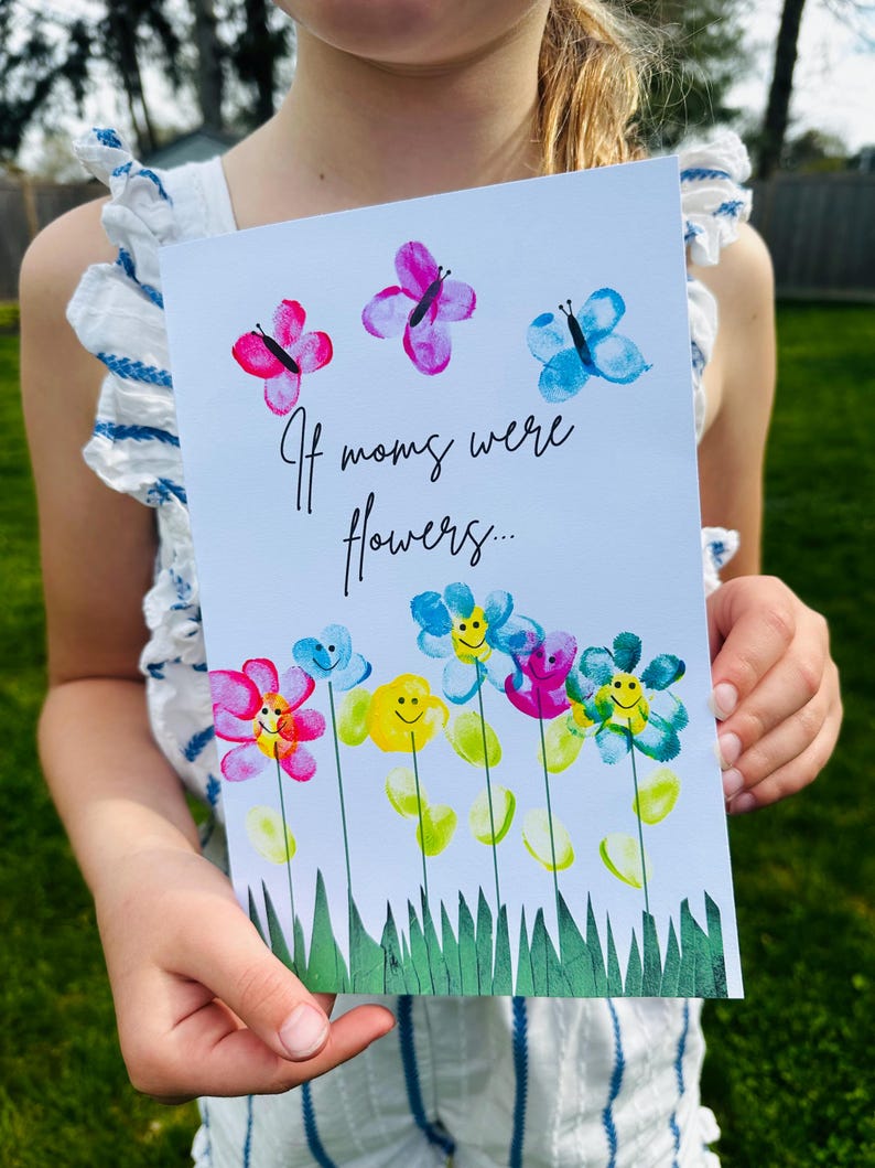 Fingerprint Flower Craft Art Teacher Appreciation Mother's Day Card ...