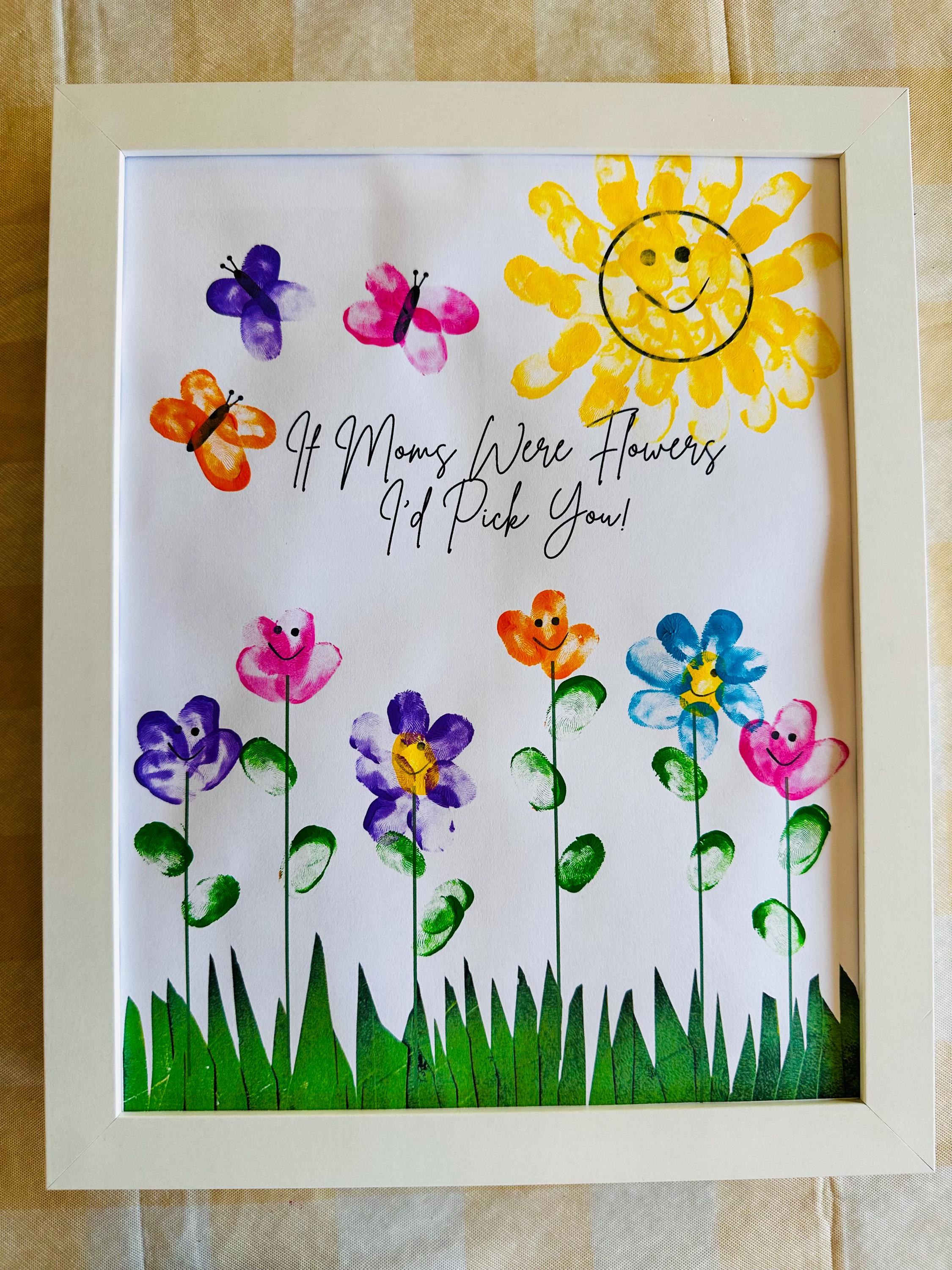 Fingerprint Flower Craft Art Teacher Appreciation Mother's Day Card ...