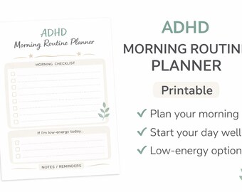 ADHD Morning Routine Planner Printable | Calm Start Checklist | Undated | Instant Download