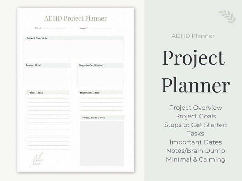 ADHD Project Planner Printable | Minimalist Task Management (A4 PDF) - Etsy