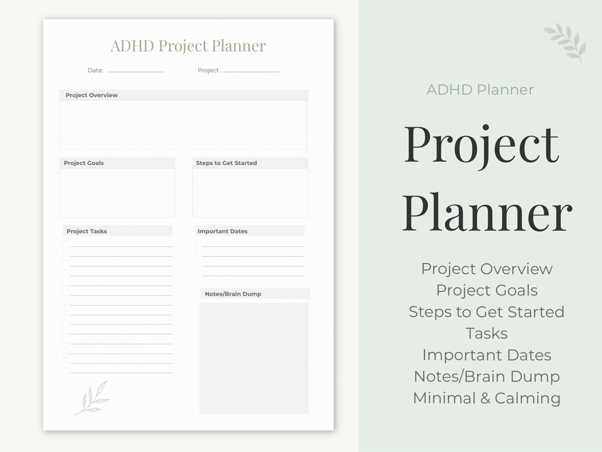 ADHD Project Planner Printable | Minimalist Task Management (A4 PDF) - Etsy