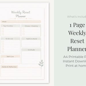 Weekly Reset Planner Printable | ADHD Weekly Planner | Sunday Reset Checklist | Minimal Planner PDF image 3