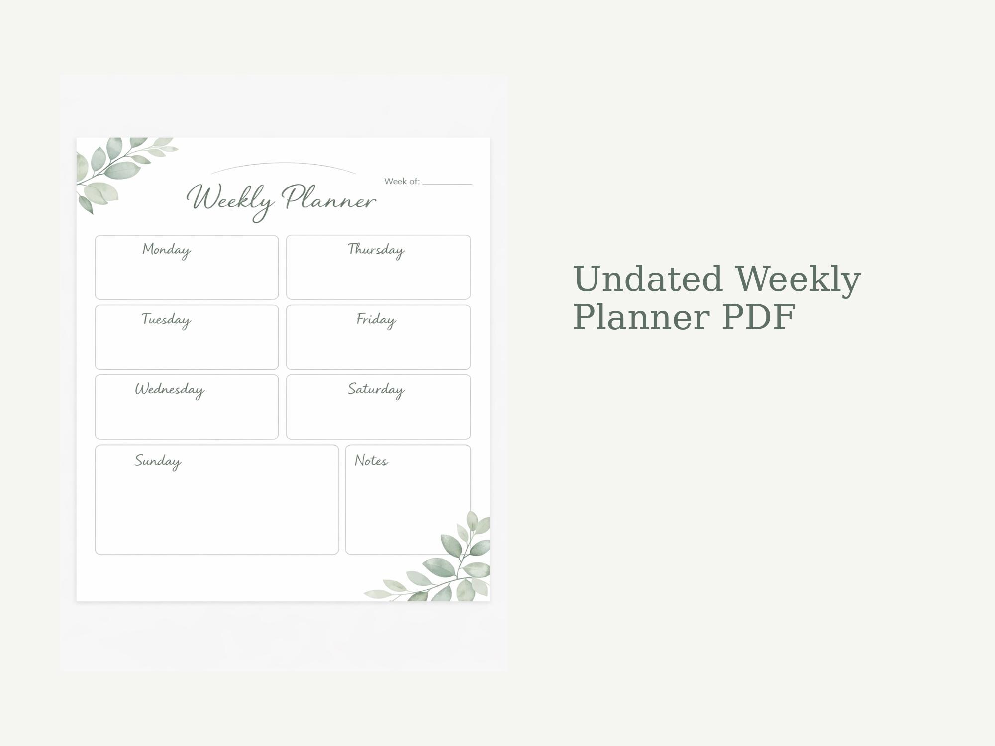 Minimal Botanical Weekly Planner A4 (PDF) - Etsy