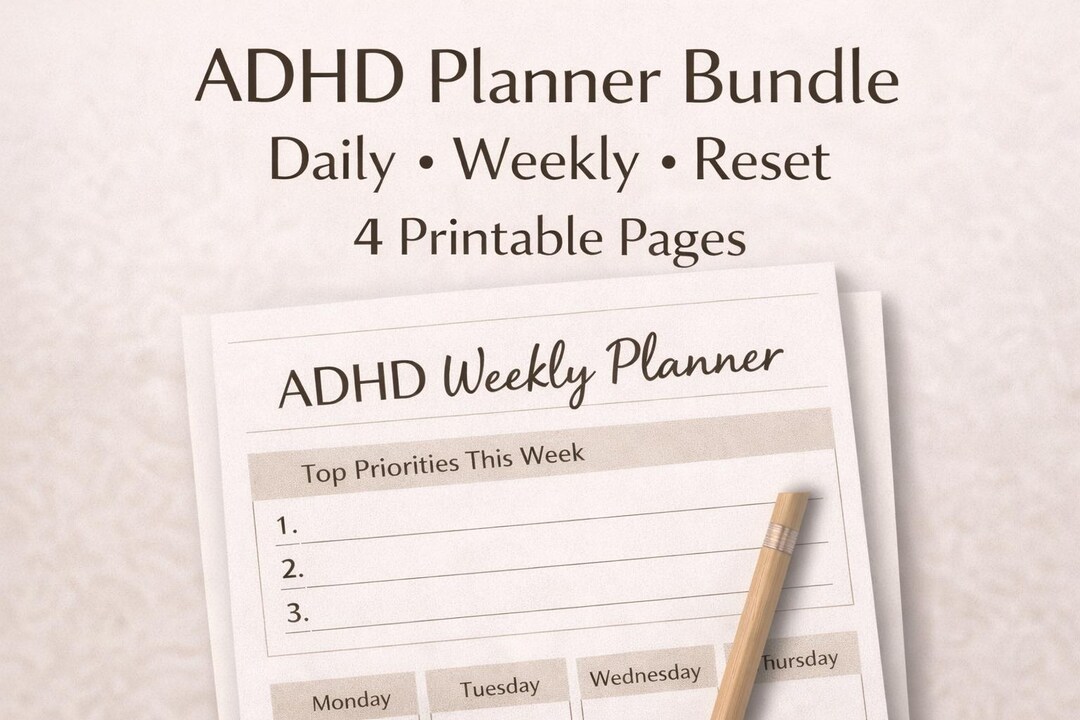 ADHD Planner Bundle Printable | Daily, Weekly & Reset Pages | Instant ...