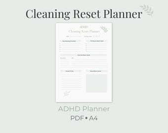 ADHD Cleaning Reset Planner Printable | Simple Cleaning Checklist | Undated | Instant Download