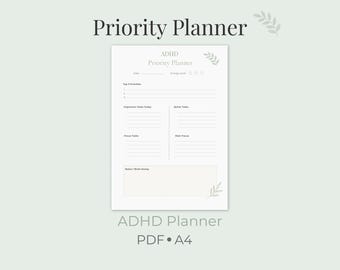 ADHD Priority Planner | Minimalist Task Prioritisation (A4 PDF)