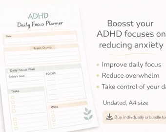 ADHD Daily Focus Planner Printable | Stay Focused & On Track | Instant Download