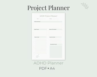 ADHD Project Planner Printable | Minimalist Task Management (A4 PDF)