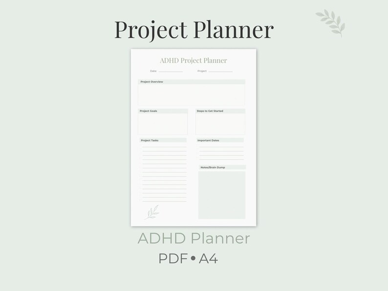 ADHD Project Planner Printable | Minimalist Task Management (A4 PDF) - Etsy