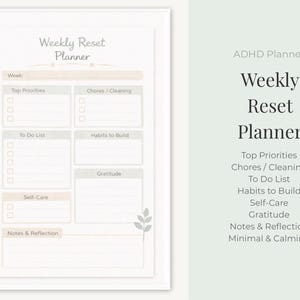 Weekly Reset Planner Printable | ADHD Weekly Planner | Sunday Reset Checklist | Minimal Planner PDF image 2