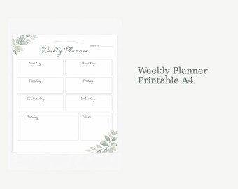 Minimal Botanical Weekly Planner A4 (PDF)