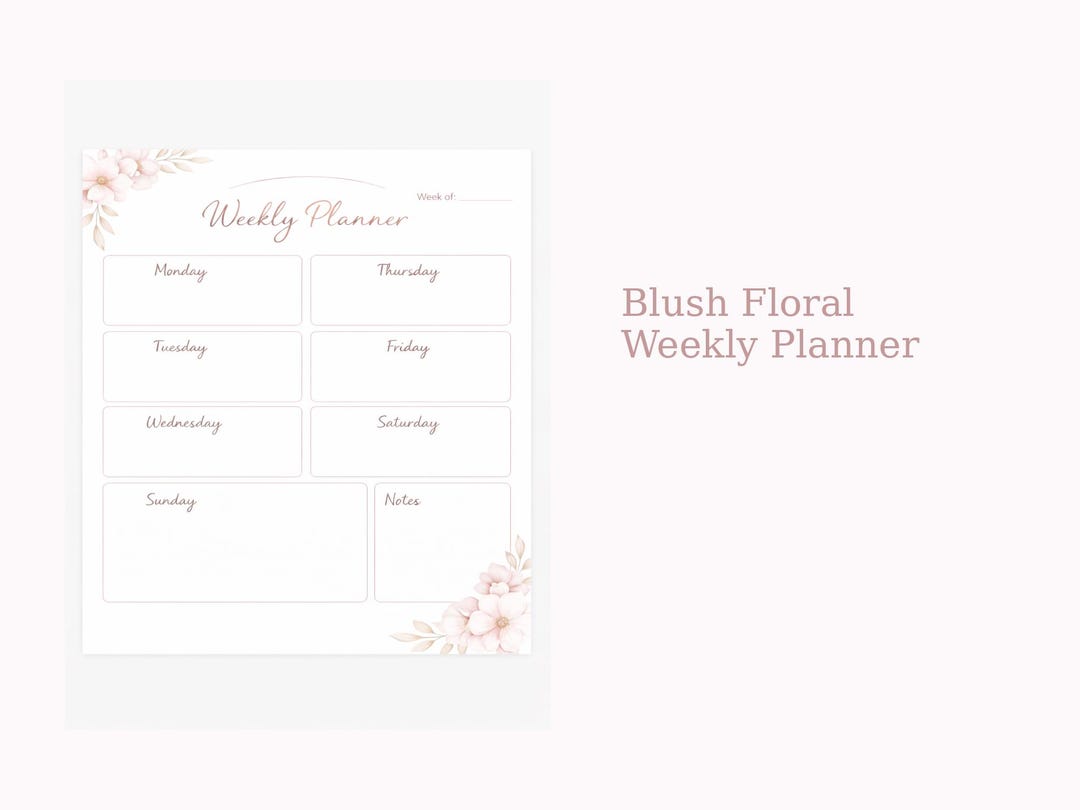 Blush Floral Weekly Planner Printable | A4 Undated (PDF) - Etsy