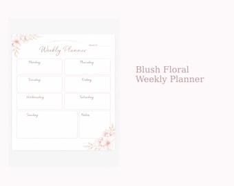 Blush Floral Weekly Planner Printable | A4 Undated (PDF)