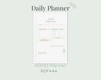 Daily Planner Printable | ADHD Daily Planner | Simple Daily Planner PDF | Undated Planner | Productivity Planner