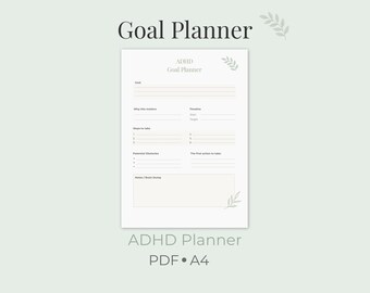 ADHD Goal Planner Printable | Action Plan, Goal Setting (A4 PDF)