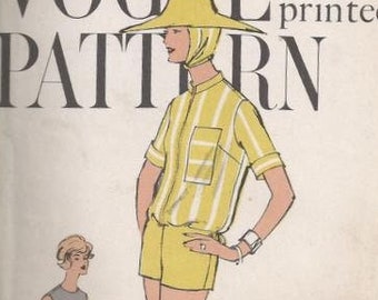 50s Short Shorts, Top, Jacket and Skirt Vogue Sewing Pattern 9477  Size 14 Bust 34 Pocket Detail / Blouson /