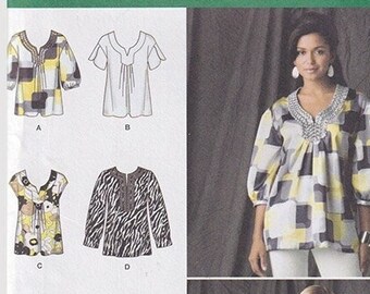 Simplicity 2696 Easy to Sew Loose Fitting Tunic Top in 6 Styles Uncut Sewing Pattern Bust 30.5 to 36 Neckline and Sleeve Options FF OOP