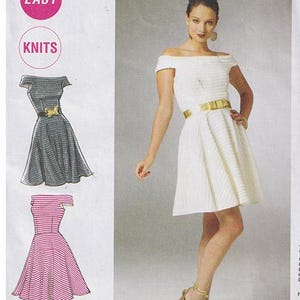 McCalls 6462 Easy Off the Shoulder Flared Dress Size 4 to 12 Womens Uncut Sewing Pattern