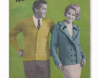 Vintage 60s Knitting and Crochet Patterns Hilde 110 New Fashions in Wool Simple Instructions Hand Knits for Men and Women in Sizes 36 to 46