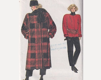 80s Very Easy Vogue 9422 Coat, Top and Pants Size 12 14 16 Bust 34 36 38 Oversized / Very Loose Fit ON SALE