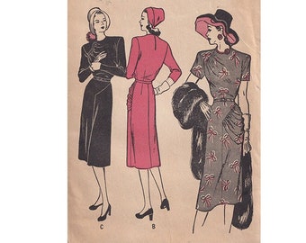 1940s Dress with Draping at Shoulder and Hip Butterick 4112 Size 20 Bust 38 Asymmetric Drape Vintage Sewing Pattern