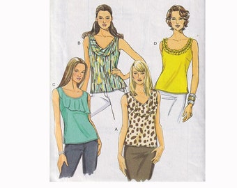 Easy To Sew Tops with Wide Scoop Neckline Butterick 5493 Size 8 to 14 Bust 31.5 to 36 Ruffle Options or Cowl Uncut Sewing Pattern