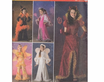 Childrens Costume Pattern Uncut Simplicity 2861 Funky Witch, Bell Bottom Butterfly, Angel, Princess, Impish Devil Girls Size 3 - 6