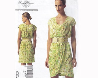 Vogue Designer Dress Pattern 1343 Size 8 to 16 Tracy Reese / Pleats / Pullover / French Seams / Uncut Unused Sewing Pattern