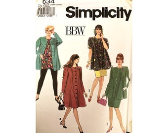 Vintage 90s Sewing Pattern Simplicity 7634 Dress or Tunic, Skirt and Leggings Plus Size 26 - 32 Uncut FF OOP Plus Size / Full Figure Fashion