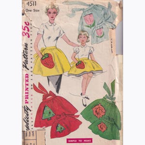 50s eenvoudig te maken schort eenvoud 4511 moeder dochter kitscherige halve schorten met 4 seizoenen appliqué overdracht lente tulpen kerstschort