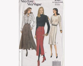 Very Easy Very Vogue Skirt Pattern 8787 Size 12 - 16 Skirt in 3 Styles Flared /Flared /Raised Waist /Above Ankle /Below Knee /Seam Detail