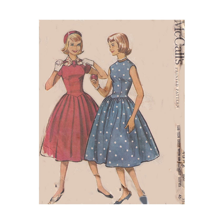 50s Dress Pattern Mccalls 4372 Size 14 Bust 33 Fit and Flared