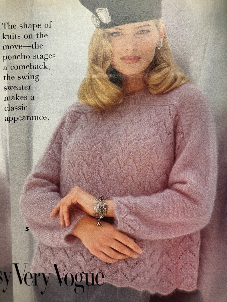 Vintage 90s Vogue Knitting Magazine Winter 92/93 Witty Kids, Nifty Gifts, Hats to Go, Designer Knits, Very Easy Very Vogue Knitting Patterns image 5