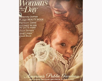 1960s Vintage Woman's Day Magazine March 1963 Issue / America's Public Gardens / Beauty Section / Heirloom Cakes / Hooked Rugs / Retro Ads