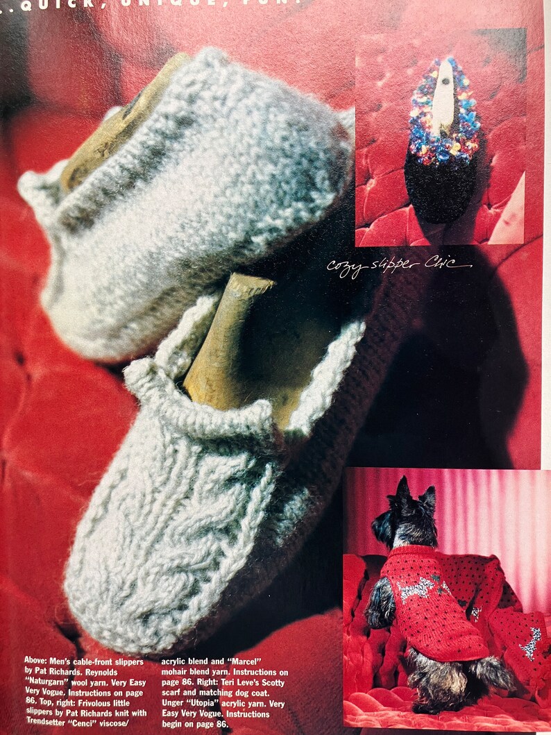 Vintage 90s Vogue Knitting Magazine Winter 92/93 Witty Kids, Nifty Gifts, Hats to Go, Designer Knits, Very Easy Very Vogue Knitting Patterns image 6