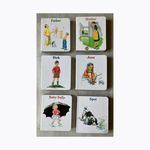 Dick & Jane Set of 6 Board Books by Scott Foresman Reissue of 1950s Books Father Mother Dick Jane Baby Sally and Spot