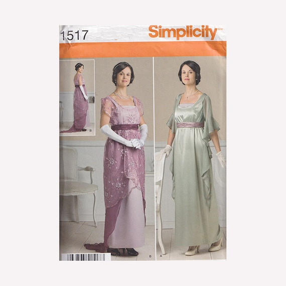 Gilded Age Empire Waist Dress Costume Pattern Simplicity 1517 Sizes 6 to 12  Sleeve Variations / Rosette Closing - Etsy