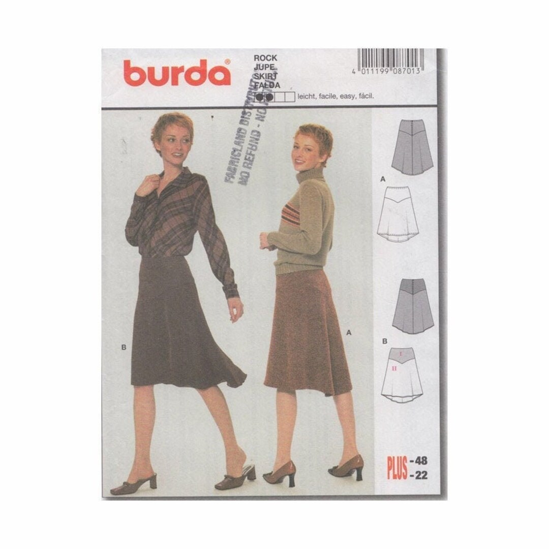 Easy Skirt Sewing Pattern Burda 8701 Size 12 to 14 Shaped Yoke - Etsy