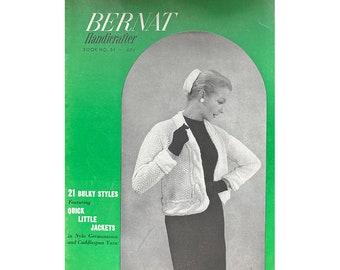 1950s Knitting Patterns Bernat Book 51 Mid Century 21 Bulky Styles / Quick Little Jackets / Size 12 14 16 18