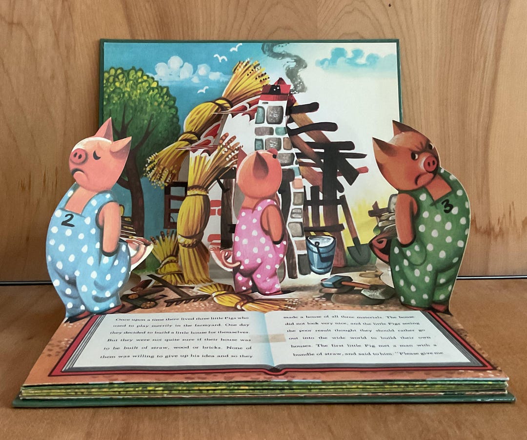 1980s Three Little Pigs Pop up Picture Story // Good Condition // Hard ...