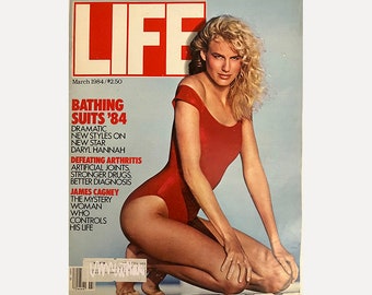 80s Vintage Life Magazine Daryl Hannah Cover March 1984 Vintage Ads / Bathing Suits '84 / Defeating Arthritis / James Cagney Ephemera
