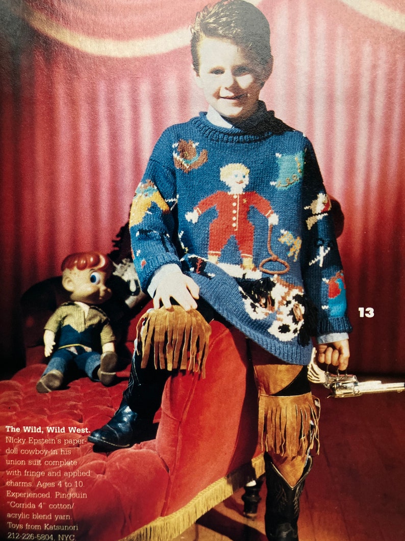 Vintage 90s Vogue Knitting Magazine Winter 92/93 Witty Kids, Nifty Gifts, Hats to Go, Designer Knits, Very Easy Very Vogue Knitting Patterns image 7